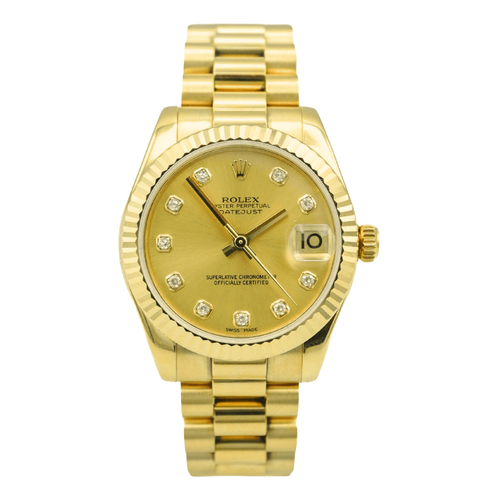 Rolex Datejust 31 mm / Champagne Diamond – President